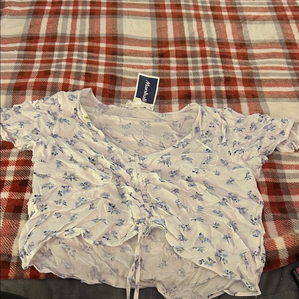 Hippie Rose White and Blue Floral Blouse